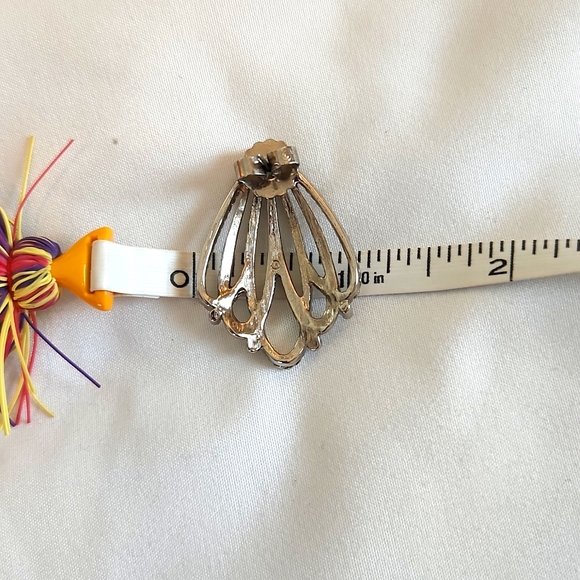 Silvertone Teardrop Loop Earrings - Picture 7 of 8